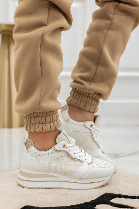 PENELOPE - White sneakers with gold glitter details