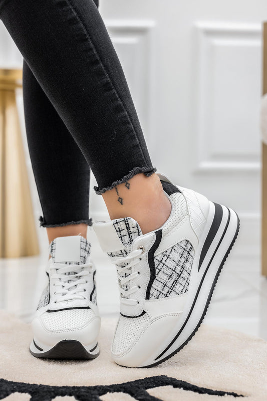 PENELOPE - White sneakers with black fabric details