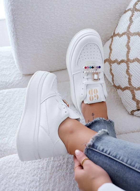 PETRA - White sneakers with jewel applications