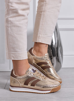 PIERA - Brown animal print sneakers with rubber sole