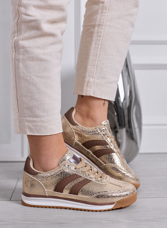 PIERA - Brown animal print sneakers with rubber sole