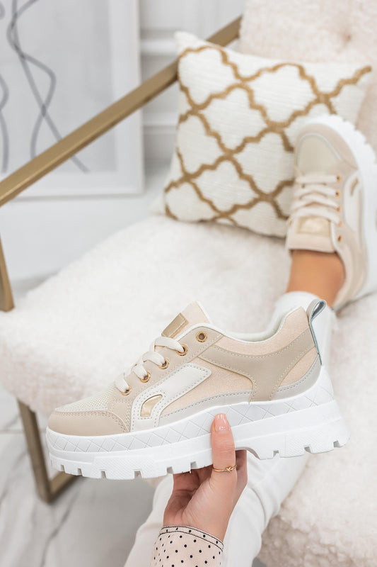 READY - Beige sneakers with contrasting panels