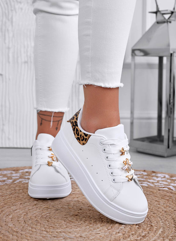 MARISA - White sneakers with jewel bee and spotted back