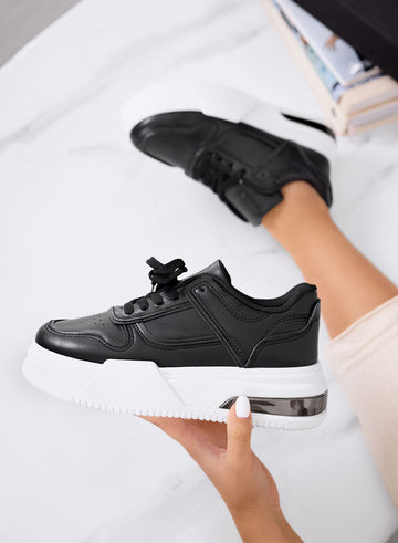 ROBBIE - Black platform sneakers with contrasting white sole