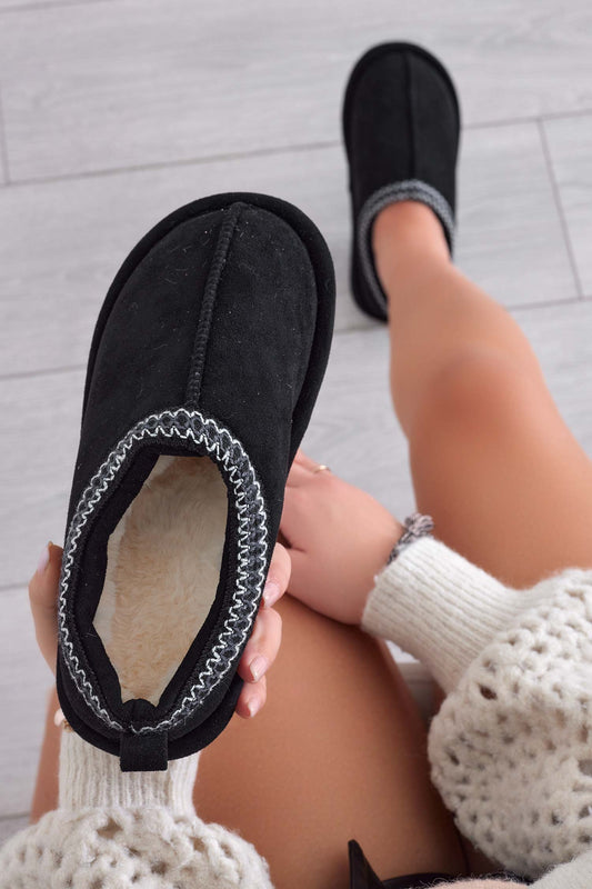 SEAL - Black half closed slippers with padded