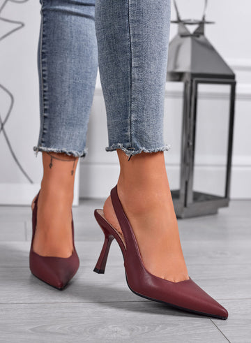 SELINA - Décolleté bordeaux slingback con tacco 9,5 cm