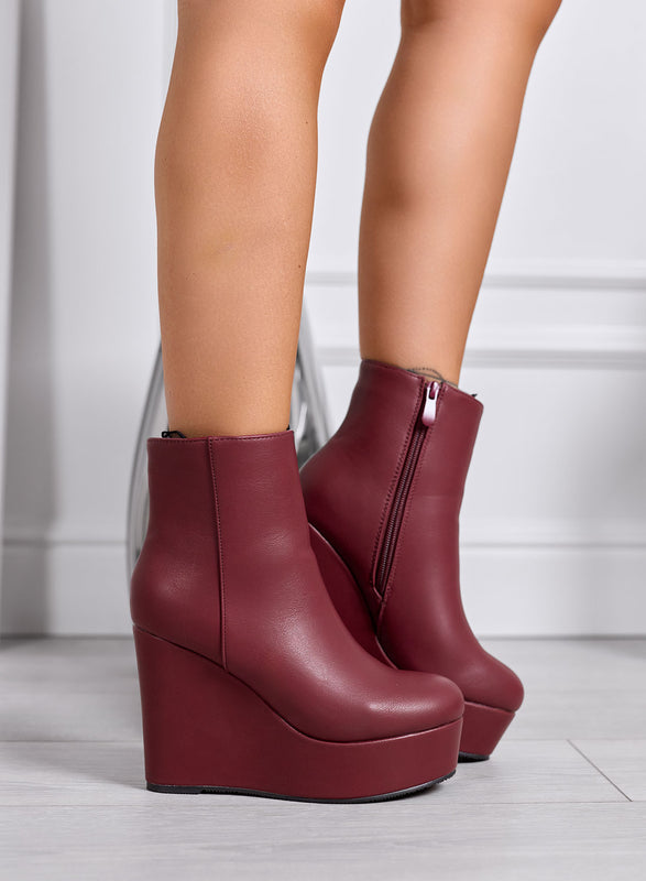 SERENA - Bordeaux ankle boots with wedge heel