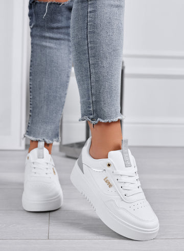 SHINE - White sneakers with grey details and Love inscription