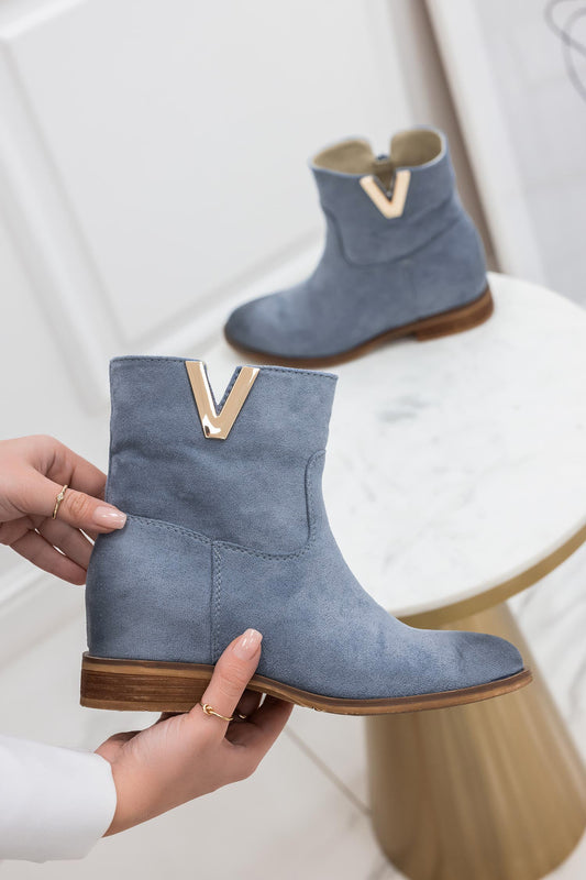 SIENNA - Blue suede ankle boots