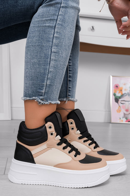 ILVANA - Black and beige sneakers with chunky sole