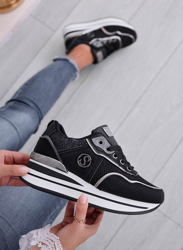 SMITH - Black sneakers with glitter inserts