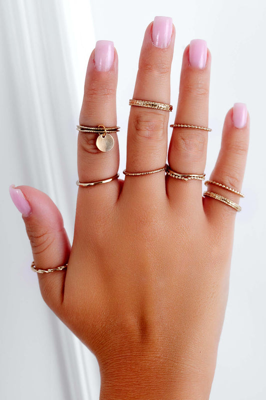 9 piece gold ring set