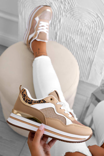 Mud sneakers with animal print inserts
