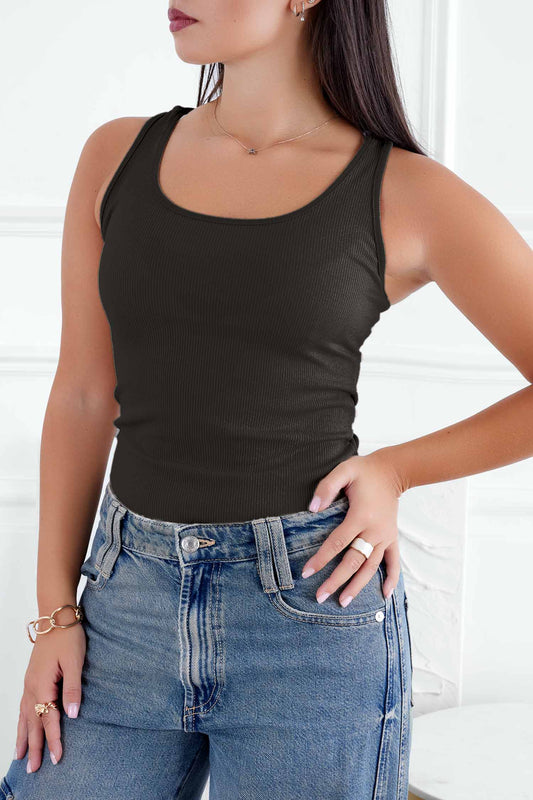 Black ribbed bodysuit top