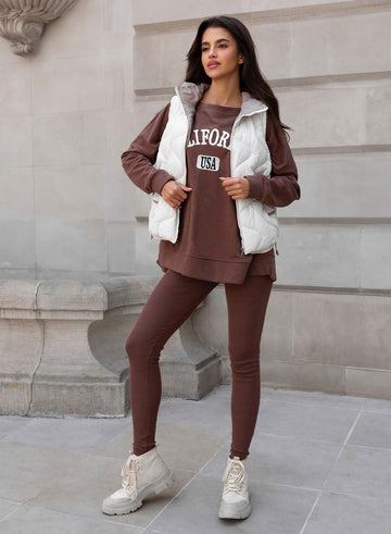 Two-piece mud tracksuit with leggings and oversized California top