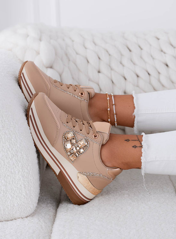 VENUS - Mud sneakers with gold jewel heart