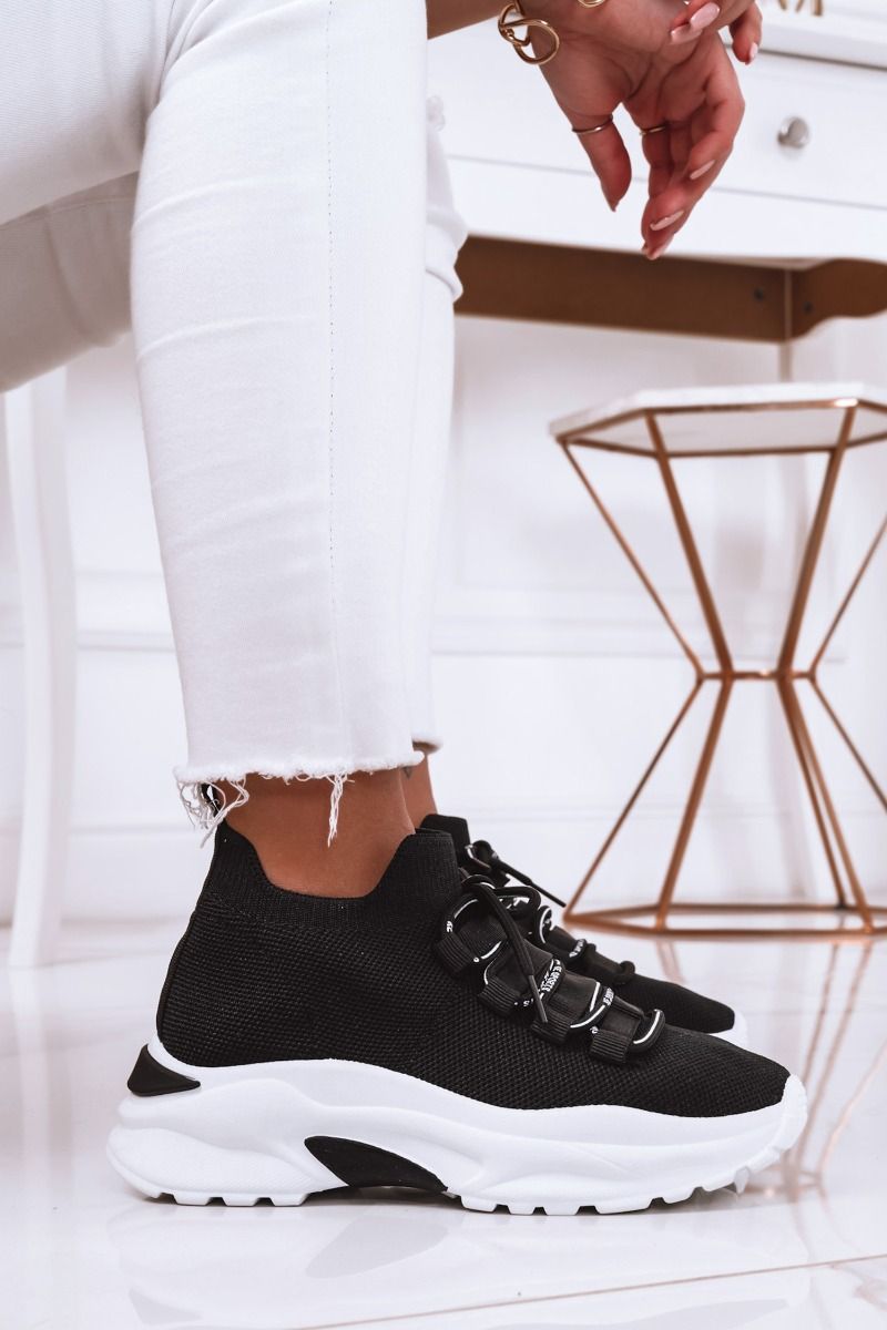 ABEL - Black sneakers in elastic fabric