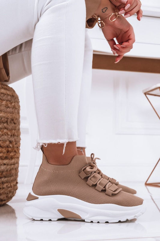 ABEL - Camel sneakers in elastic fabric