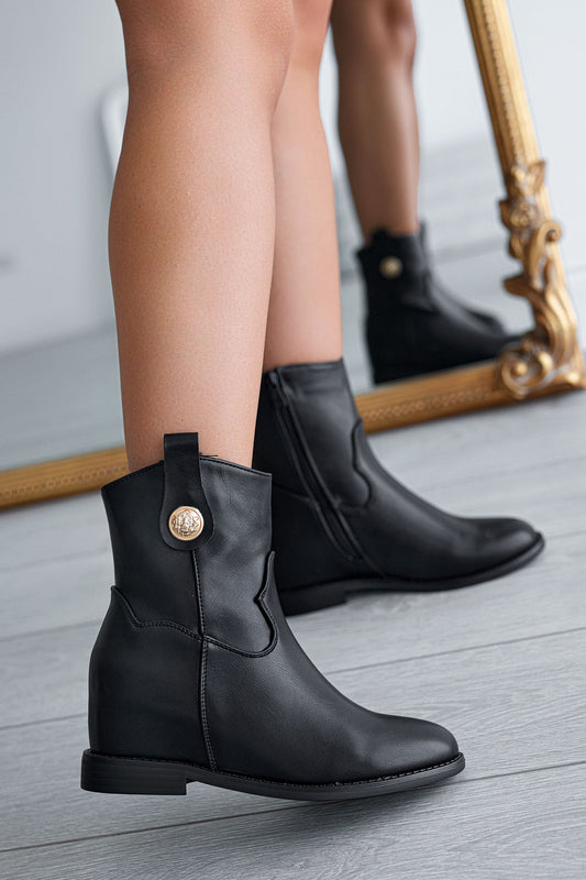 ALEXIS - Black Alexoo ankle boots with gold button