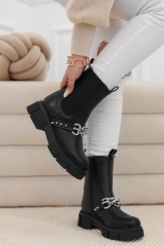 EDEN - Alexoo black ankle boots with chain