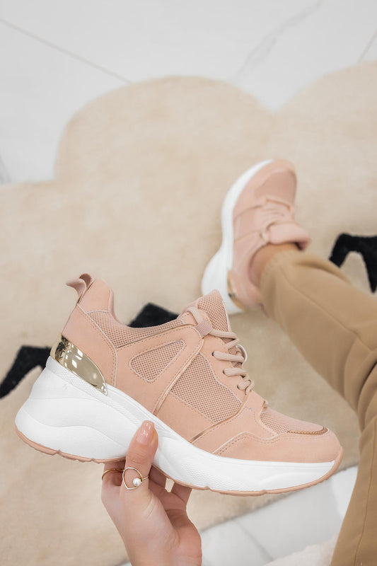 DONER - Pink suede sneakers with chunky sole