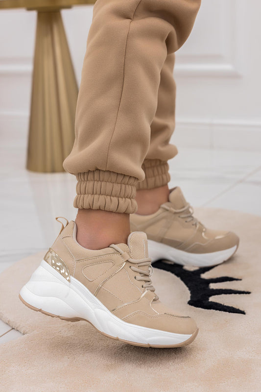 DONER - Beige suede sneakers with chunky sole
