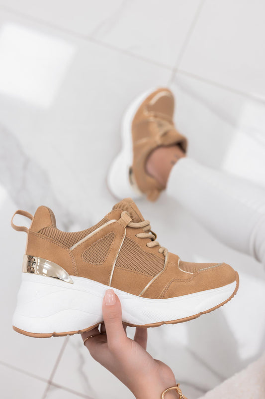 DONER - Camel suede sneakers with chunky sole