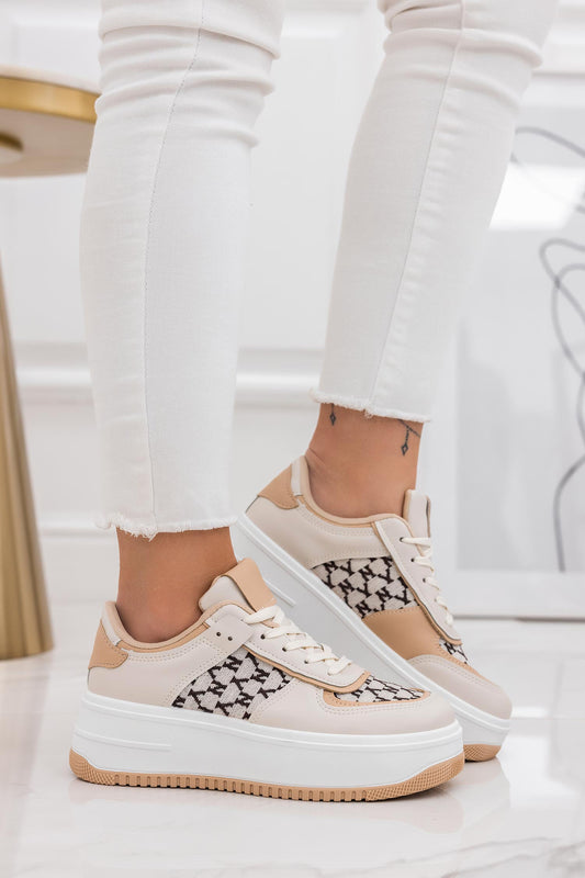 DYLAN - Beige sneakers with fabric details