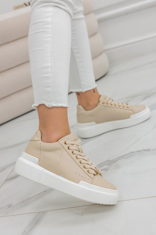 NADIA - Sneakers beige Alexoo con rifiniture oro