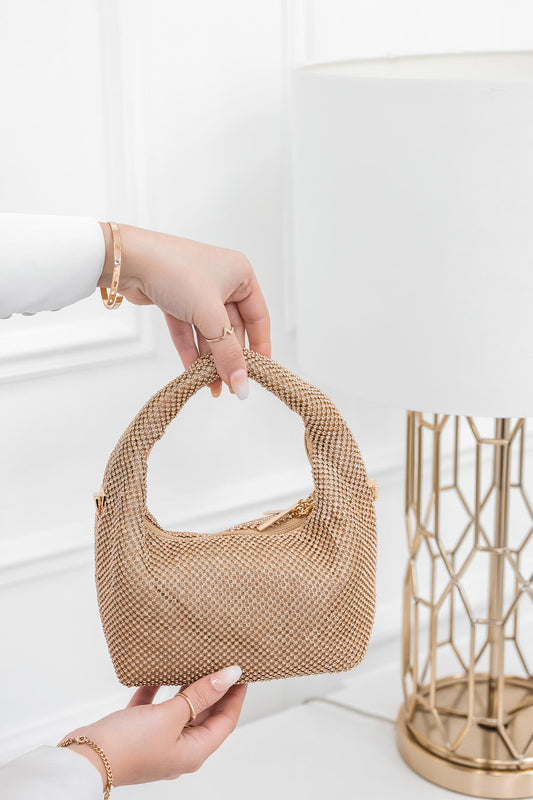 Borsa pochette oro gioiello con strass B208