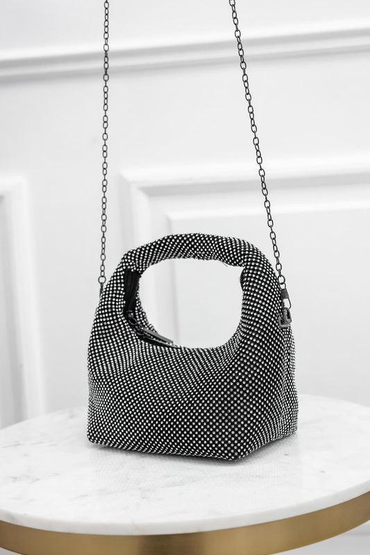 Borsa pochette nera gioiello con strass B208