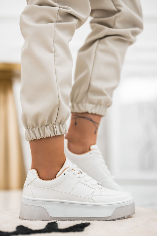 Sneakers Alexoo bianche con inserti trasparenti e glitter