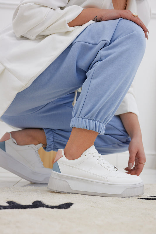 Sneakers Alexoo bianche con retro bicolore