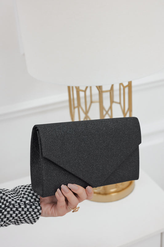 Bag - black B204 clutch with glitter