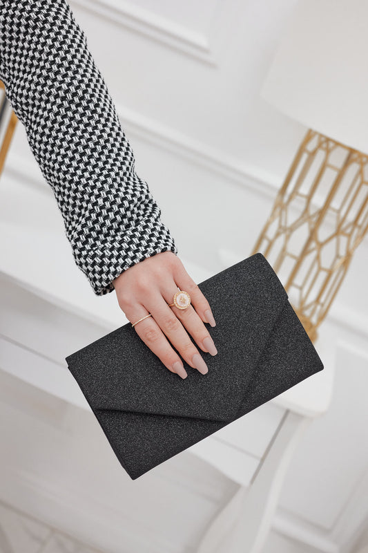 Bag - black B204 clutch with glitter