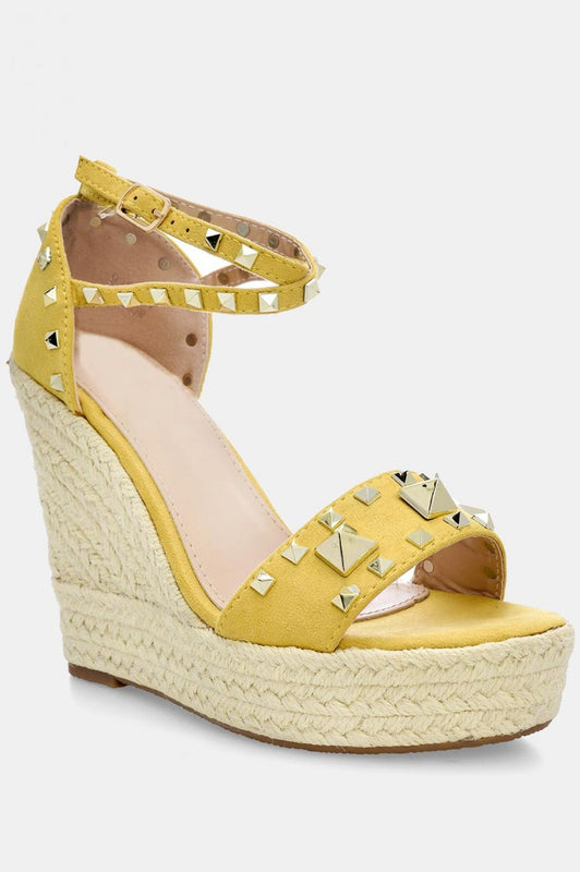 GAIA - Yellow sandals with wedge and studs
