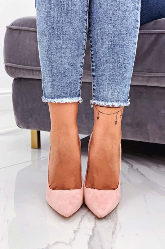 LEXIE - Escarpins roses en daim avec talon haut