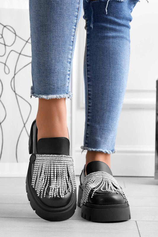 Mocasines plataforma negros Alexoo con accesorios intercambiables