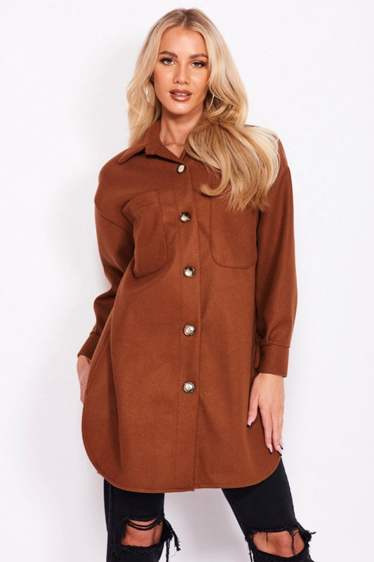 Camel coat with buttons