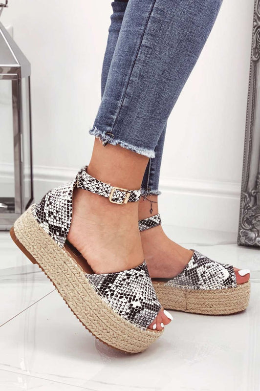 LICIA - Espadrilles pythonées avec semelle compensée et bride