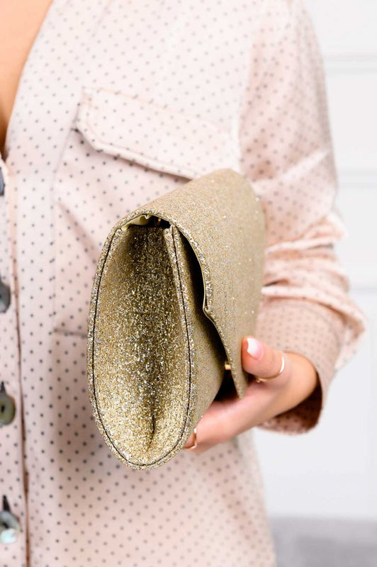 Gold clutch bag with glitter B203