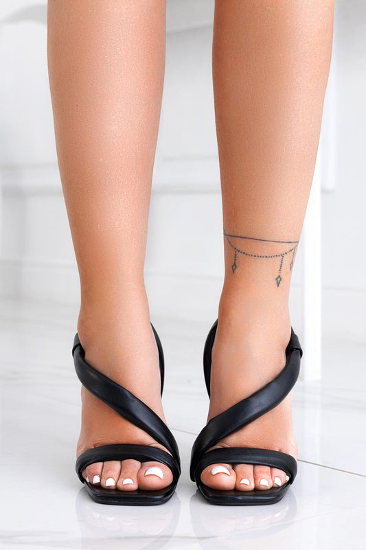 BERNIE - Alexoo black bandaged sandals with comfortable heel