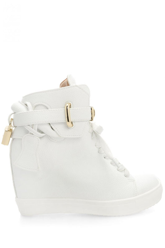 Sneakers in faux leather with internal wedge Big City - White