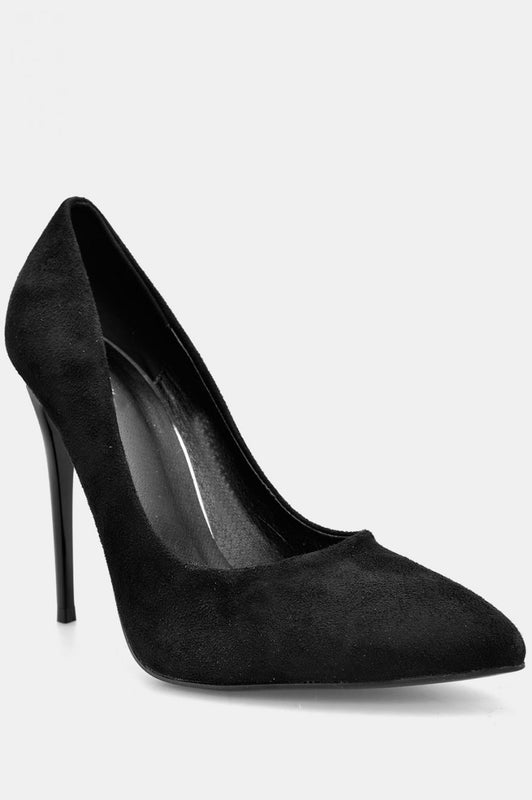 FRANK - Black suede pumps with patent high heels