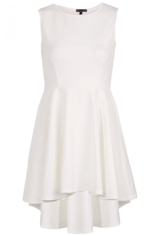 Sleeveless dress with pleated skirt - White