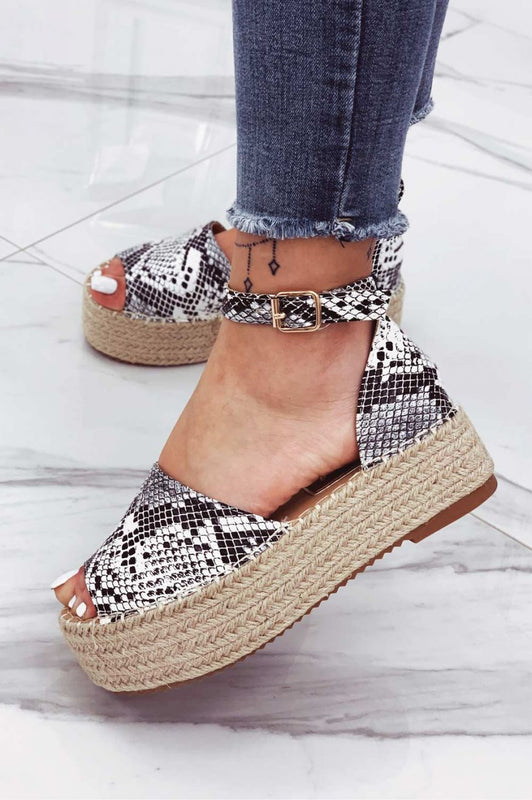 LICIA - Espadrilles pythonées avec semelle compensée et bride