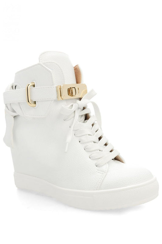 Sneakers in faux leather with internal wedge Big City - White