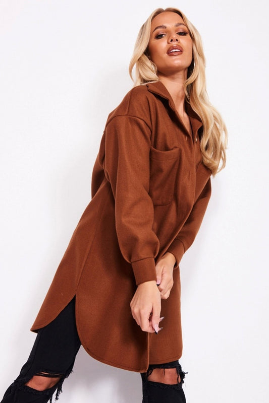 Camel coat with buttons
