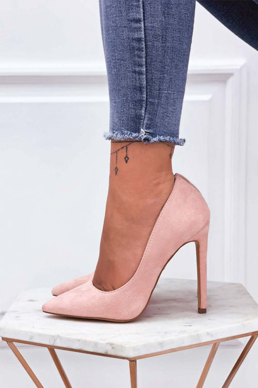 LEXIE - Escarpins roses en daim avec talon haut