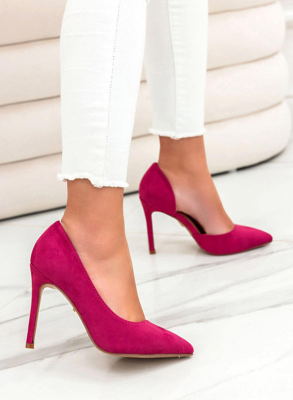 AURORA - Alexoo fucsia pumps with side opening and high heels